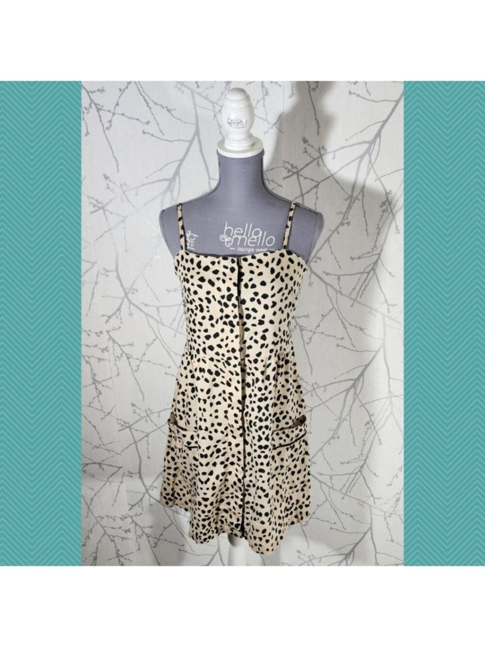 Zingara Animal Print 100% Linen Strappy Button Front Sundress